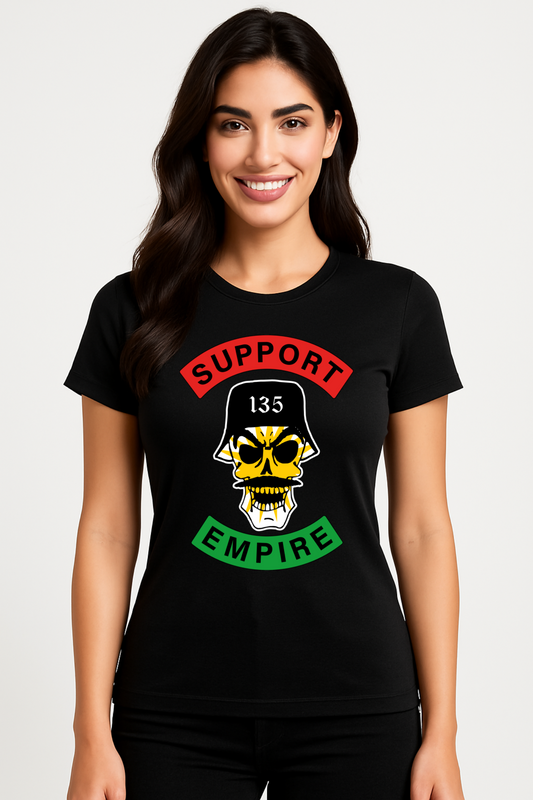 Schwarzes SUPPORT EMPIRE T-Shirt mit Helm-Schädel