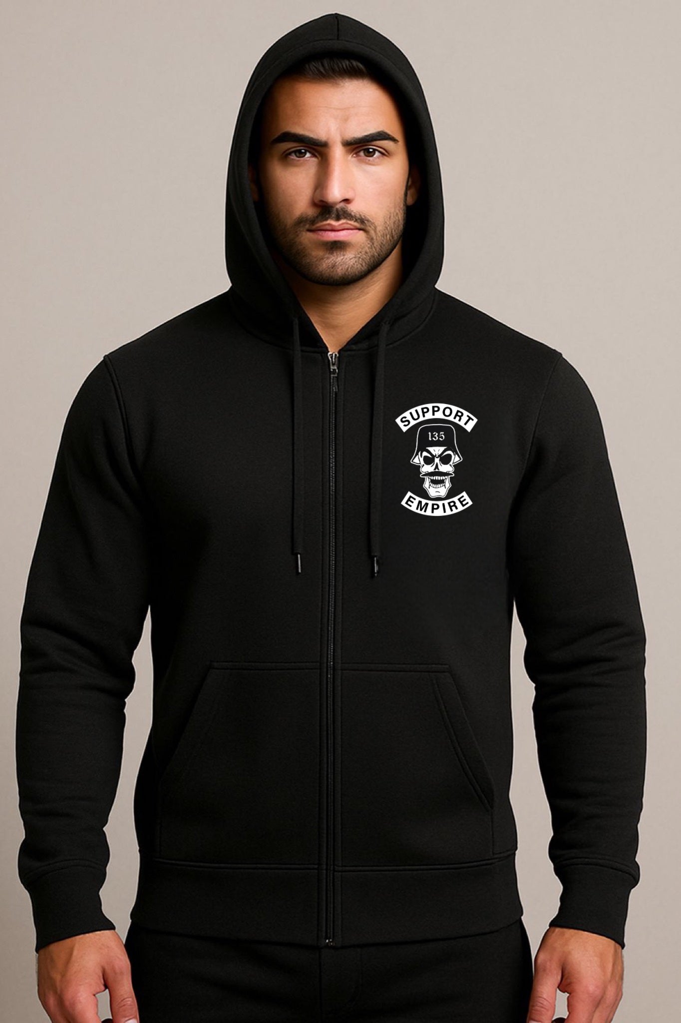 Support Empire 135 Zip-Hoodie – Schwarz