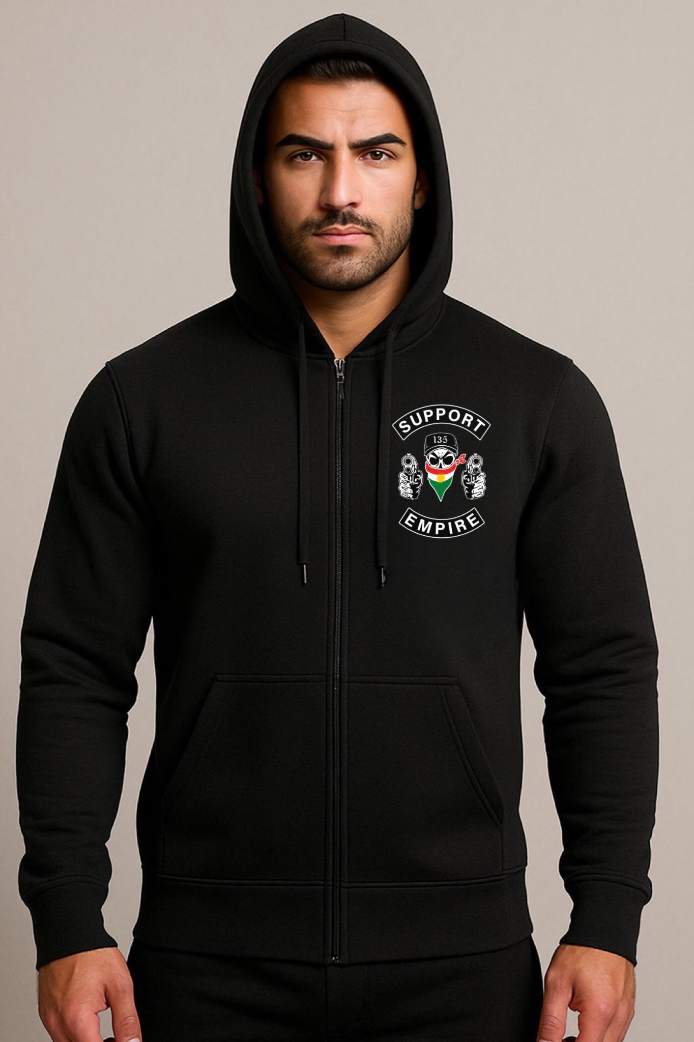 Support Empire – Herren Zip-Hoodie Jacke (Schwarz)