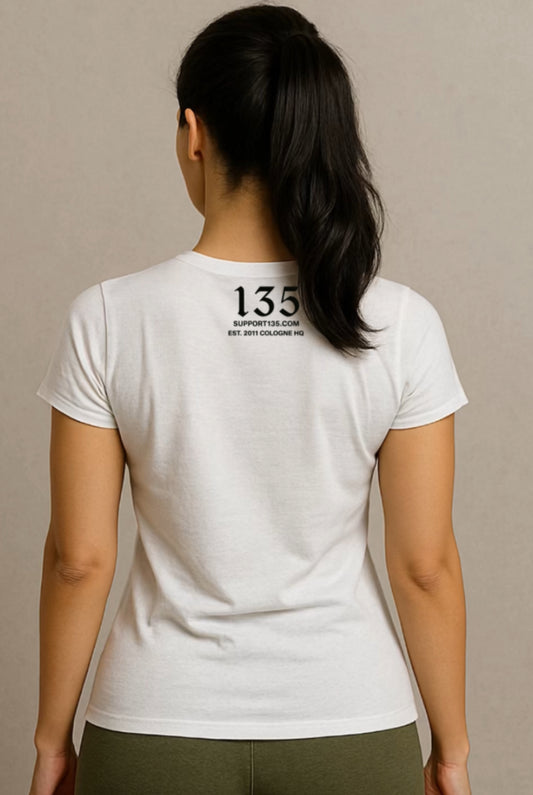 T-Shirt „Em ji bo zarokan şer dikin – ne ji bo serokan“ (Weiß, Damen)